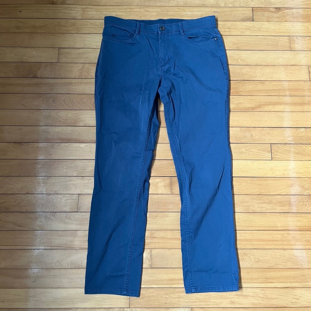 English Laundry Mens 34x32 Blue 5-Pocket Straight Leg Stretch Cotton Pants